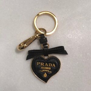 Prada Saffiano Leather Heart Keychain